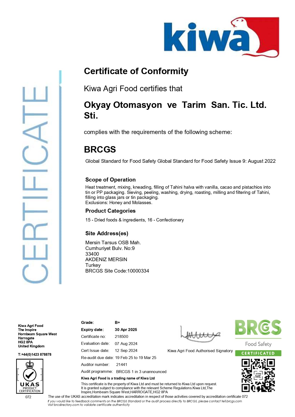 KIWA BRC BELGEMİZ